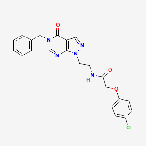 molecular formula C23H22ClN5O3 B2670760 2-(4-氯苯氧基)-N-(2-(5-(2-甲基苯甲基)-4-氧代-4,5-二氢-1H-吡唑并[3,4-d]嘧啶-1-基)乙基)乙酰胺 CAS No. 922117-54-2