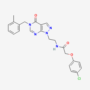 molecular formula C23H22ClN5O3 B2670760 2-(4-chlorophenoxy)-N-(2-(5-(2-methylbenzyl)-4-oxo-4,5-dihydro-1H-pyrazolo[3,4-d]pyrimidin-1-yl)ethyl)acetamide CAS No. 922117-54-2