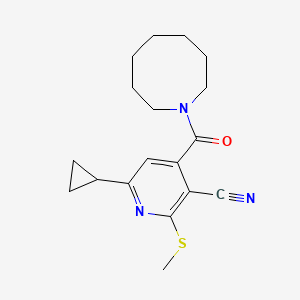 4-(Azocane-1-carbonyl)-6-cyclopropyl-2-(methylsulfanyl)pyridine-3-carbonitrile