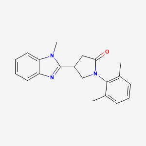 molecular formula C20H21N3O B2670772 1-(2,6-Dimethylphenyl)-4-(1-methylbenzimidazol-2-yl)pyrrolidin-2-one CAS No. 915188-36-2