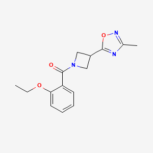 molecular formula C15H17N3O3 B2670787 (2-Ethoxyphenyl)(3-(3-methyl-1,2,4-oxadiazol-5-yl)azetidin-1-yl)methanone CAS No. 1286714-86-0