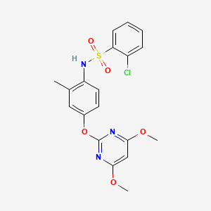 molecular formula C19H18ClN3O5S B2670800 2-chloro-N-{4-[(4,6-dimethoxy-2-pyrimidinyl)oxy]-2-methylphenyl}benzenesulfonamide CAS No. 866154-86-1