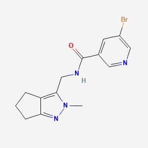 molecular formula C14H15BrN4O B2670807 5-bromo-N-((2-methyl-2,4,5,6-tetrahydrocyclopenta[c]pyrazol-3-yl)methyl)nicotinamide CAS No. 2034602-40-7