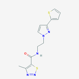 molecular formula C13H13N5OS2 B2670809 4-甲基-N-(2-(3-(噻吩-2-基)-1H-吡唑-1-基)乙基)-1,2,3-噻二唑-5-甲酰胺 CAS No. 1448129-78-9