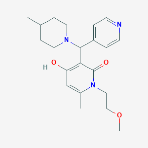 molecular formula C21H29N3O3 B2670818 4-hydroxy-1-(2-methoxyethyl)-6-methyl-3-((4-methylpiperidin-1-yl)(pyridin-4-yl)methyl)pyridin-2(1H)-one CAS No. 897611-37-9