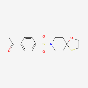 molecular formula C15H19NO4S2 B2670819 1-(4-(1-氧杂-4-硫-8-氮杂螺[4.5]癸烷-8-基磺酰)苯基)乙酮 CAS No. 1351588-76-5