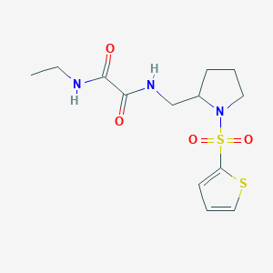 molecular formula C13H19N3O4S2 B2670823 N1-ethyl-N2-((1-(thiophen-2-ylsulfonyl)pyrrolidin-2-yl)methyl)oxalamide CAS No. 896282-28-3