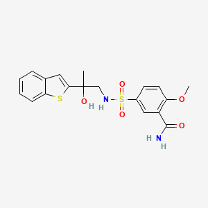 molecular formula C19H20N2O5S2 B2670827 5-(N-(2-(benzo[b]thiophen-2-yl)-2-hydroxypropyl)sulfamoyl)-2-methoxybenzamide CAS No. 2034464-46-3