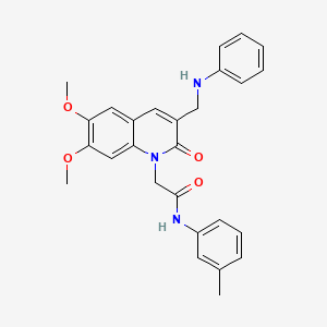 molecular formula C27H27N3O4 B2670832 2-(6,7-dimethoxy-2-oxo-3-((phenylamino)methyl)quinolin-1(2H)-yl)-N-(m-tolyl)acetamide CAS No. 894548-56-2