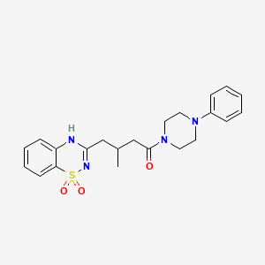 molecular formula C22H26N4O3S B2670837 3-[2-甲基-4-氧代-4-(4-苯基哌嗪-1-基)丁基]-2H-1,2,4-苯并噻二嗪-1,1-二氧化物 CAS No. 1216701-03-9