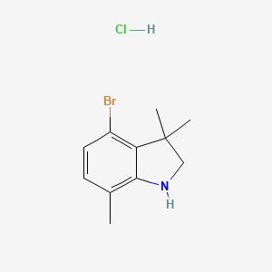 molecular formula C11H15BrClN B2670839 4-溴-3,3,7-三甲基吲哚啉盐酸盐 CAS No. 2138104-29-5