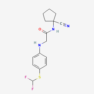 molecular formula C15H17F2N3OS B2670852 N-(1-cyanocyclopentyl)-2-({4-[(difluoromethyl)sulfanyl]phenyl}amino)acetamide CAS No. 1208636-72-9