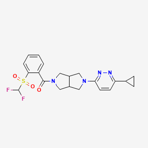 molecular formula C21H22F2N4O3S B2670854 [2-(6-Cyclopropylpyridazin-3-yl)-1,3,3a,4,6,6a-hexahydropyrrolo[3,4-c]pyrrol-5-yl]-[2-(difluoromethylsulfonyl)phenyl]methanone CAS No. 2415501-95-8