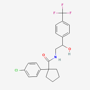 molecular formula C21H21ClF3NO2 B2670858 1-(4-chlorophenyl)-N-(2-hydroxy-2-(4-(trifluoromethyl)phenyl)ethyl)cyclopentanecarboxamide CAS No. 1351622-82-6