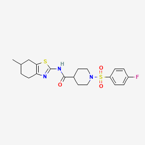 molecular formula C20H24FN3O3S2 B2670861 1-((4-fluorophenyl)sulfonyl)-N-(6-methyl-4,5,6,7-tetrahydrobenzo[d]thiazol-2-yl)piperidine-4-carboxamide CAS No. 923504-69-2