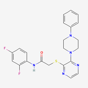 molecular formula C22H21F2N5OS B2670862 N-(2,4-二氟苯基)-2-((3-(4-苯基哌嗪-1-基)吡嗪-2-基)硫)乙酰胺 CAS No. 1251558-54-9