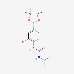 molecular formula C16H24BFN2O3 B2670864 1-[2-氟-4-(四甲基-1,3,2-二氧硼杂环戊烷-2-基)苯基]-3-(异丙基)脲 CAS No. 2246769-29-7