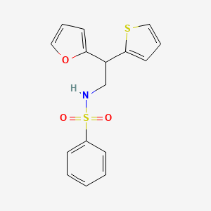 molecular formula C16H15NO3S2 B2670879 N-[2-(furan-2-yl)-2-(thiophen-2-yl)ethyl]benzenesulfonamide CAS No. 2097872-84-7