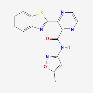 molecular formula C16H11N5O2S B2670902 3-(1,3-benzothiazol-2-yl)-N-(5-methyl-1,2-oxazol-3-yl)pyrazine-2-carboxamide CAS No. 889591-20-2