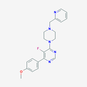 molecular formula C21H22FN5O B2670908 5-Fluoro-4-(4-methoxyphenyl)-6-[4-(pyridin-2-ylmethyl)piperazin-1-yl]pyrimidine CAS No. 2380083-60-1