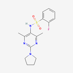 N-(4,6-dimethyl-2-(pyrrolidin-1-yl)pyrimidin-5-yl)-2-fluorobenzenesulfonamide