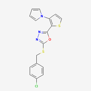 4-chlorobenzyl 5-[3-(1H-pyrrol-1-yl)-2-thienyl]-1,3,4-oxadiazol-2-yl sulfide