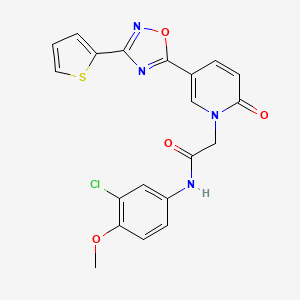 molecular formula C20H15ClN4O4S B2670946 N-(3-chloro-4-methoxyphenyl)-2-(2-oxo-5-(3-(thiophen-2-yl)-1,2,4-oxadiazol-5-yl)pyridin-1(2H)-yl)acetamide CAS No. 1396686-60-4