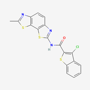molecular formula C18H10ClN3OS3 B2670953 3-chloro-N-(7-methyl-[1,3]thiazolo[4,5-g][1,3]benzothiazol-2-yl)-1-benzothiophene-2-carboxamide CAS No. 391867-41-7