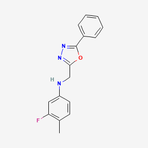 molecular formula C16H14FN3O B2670961 3-fluoro-4-methyl-N-[(5-phenyl-1,3,4-oxadiazol-2-yl)methyl]aniline CAS No. 881990-07-4