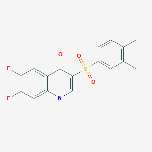 molecular formula C18H15F2NO3S B2670962 3-((3,4-Dimethylphenyl)sulfonyl)-6,7-difluoro-1-methylquinolin-4(1H)-one CAS No. 1326863-34-6