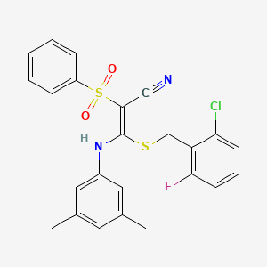 (2E)-3-[(2-chloro-6-fluorobenzyl)thio]-3-[(3,5-dimethylphenyl)amino]-2-(phenylsulfonyl)acrylonitrile