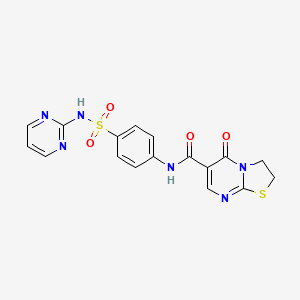 molecular formula C17H14N6O4S2 B2670987 5-oxo-N-(4-(N-(pyrimidin-2-yl)sulfamoyl)phenyl)-3,5-dihydro-2H-thiazolo[3,2-a]pyrimidine-6-carboxamide CAS No. 497072-60-3