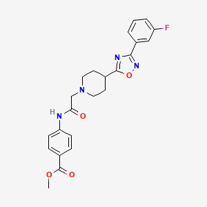 molecular formula C23H23FN4O4 B2670993 Methyl 4-(2-(4-(3-(3-fluorophenyl)-1,2,4-oxadiazol-5-yl)piperidin-1-yl)acetamido)benzoate CAS No. 1251543-68-6