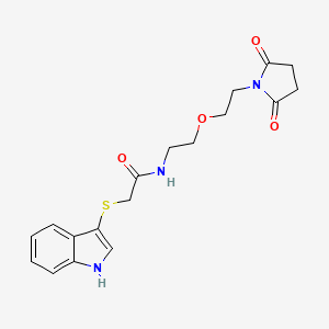 molecular formula C18H21N3O4S B2670994 2-((1H-indol-3-yl)thio)-N-(2-(2-(2,5-dioxopyrrolidin-1-yl)ethoxy)ethyl)acetamide CAS No. 2034204-08-3
