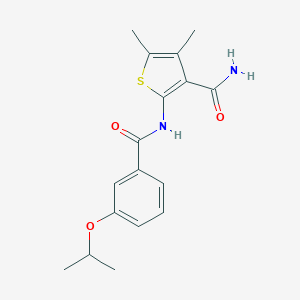 molecular formula C17H20N2O3S B267100 2-[(3-Isopropoxybenzoyl)amino]-4,5-dimethyl-3-thiophenecarboxamide 