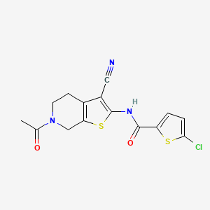 molecular formula C15H12ClN3O2S2 B2671002 N-(6-acetyl-3-cyano-4,5,6,7-tetrahydrothieno[2,3-c]pyridin-2-yl)-5-chlorothiophene-2-carboxamide CAS No. 864859-21-2
