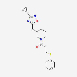 molecular formula C20H25N3O2S B2671013 1-(3-((3-环丙基-1,2,4-噁二唑-5-基)甲基)哌啶-1-基)-3-(苯基硫基)丙酮 CAS No. 1705549-13-8