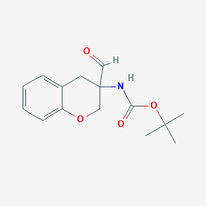 molecular formula C15H19NO4 B2671016 叔丁基(3-甲酰基色满-3-基)氨基甲酸叔丁酯 CAS No. 2089256-03-9