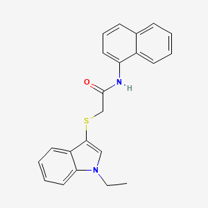 molecular formula C22H20N2OS B2671022 2-(1-ethylindol-3-yl)sulfanyl-N-naphthalen-1-ylacetamide CAS No. 851411-98-8