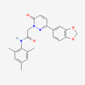 molecular formula C22H21N3O4 B2671029 2-(3-(benzo[d][1,3]dioxol-5-yl)-6-oxopyridazin-1(6H)-yl)-N-mesitylacetamide CAS No. 941883-10-9