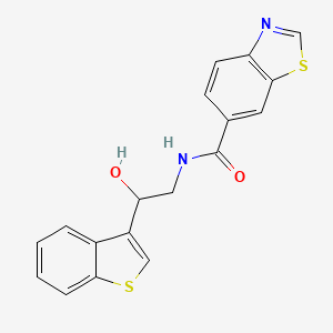molecular formula C18H14N2O2S2 B2671030 N-(2-(benzo[b]thiophen-3-yl)-2-hydroxyethyl)benzo[d]thiazole-6-carboxamide CAS No. 2034405-69-9
