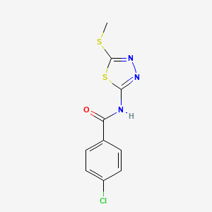 molecular formula C10H8ClN3OS2 B2671043 4-chloro-N-(5-methylsulfanyl-1,3,4-thiadiazol-2-yl)benzamide CAS No. 393566-77-3