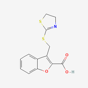 molecular formula C13H11NO3S2 B2671055 3-[(4,5-Dihydro-1,3-thiazol-2-ylsulfanyl)methyl]-1-benzofuran-2-carboxylic acid CAS No. 561001-98-7