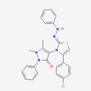 (Z)-4-(4-(4-chlorophenyl)-2-(2-phenylhydrazono)thiazol-3(2H)-yl)-1,5-dimethyl-2-phenyl-1H-pyrazol-3(2H)-one