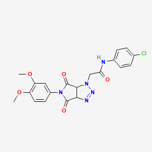 molecular formula C20H18ClN5O5 B2671088 N-(4-chlorophenyl)-2-[5-(3,4-dimethoxyphenyl)-4,6-dioxo-4,5,6,6a-tetrahydropyrrolo[3,4-d][1,2,3]triazol-1(3aH)-yl]acetamide CAS No. 1052609-81-0