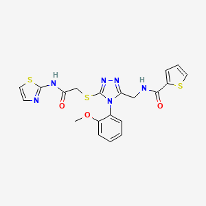 N-((4-(2-methoxyphenyl)-5-((2-oxo-2-(thiazol-2-ylamino)ethyl)thio)-4H-1,2,4-triazol-3-yl)methyl)thiophene-2-carboxamide