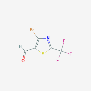molecular formula C5HBrF3NOS B2671105 4-Bromo-2-(trifluoromethyl)thiazole-5-carbaldehyde CAS No. 1956379-59-1