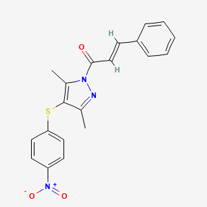 1-Cinnamoyl-3,5-dimethyl-1H-pyrazol-4-YL 4-nitrophenyl sulfide