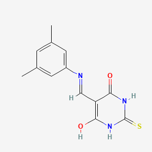 molecular formula C13H13N3O2S B2671110 5-(((3,5-dimethylphenyl)amino)methylene)-2-thioxodihydropyrimidine-4,6(1H,5H)-dione CAS No. 1021228-92-1
