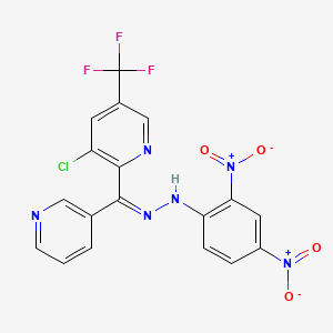molecular formula C18H10ClF3N6O4 B2671116 [3-chloro-5-(trifluoromethyl)-2-pyridinyl](3-pyridinyl)methanone N-(2,4-dinitrophenyl)hydrazone CAS No. 306977-34-4